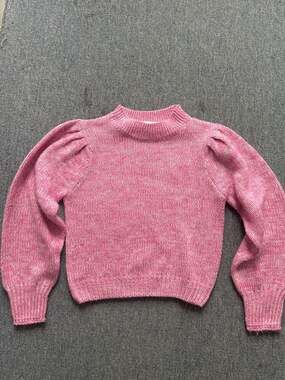Luvlink Women's Pink Heathered Puff Sleeve Mock Neck Sweater Size XS